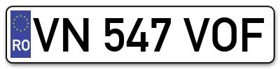 Placuta inmatriculare numar auto  VN-547-VOF, VN 547 VOF, VN547VOF