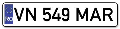 Placuta inmatriculare numar auto  VN-549-MAR, VN 549 MAR, VN549MAR