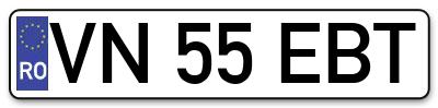 Placuta inmatriculare numar auto  VN-55-EBT, VN 55 EBT, VN55EBT
