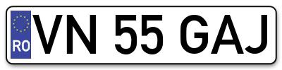 Placuta inmatriculare numar auto  VN-55-GAJ, VN 55 GAJ, VN55GAJ