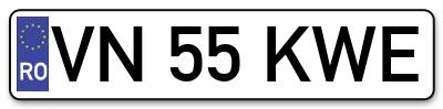 Placuta inmatriculare numar auto  VN-55-KWE, VN 55 KWE, VN55KWE