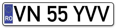 Placuta inmatriculare numar auto  VN-55-YVV, VN 55 YVV, VN55YVV