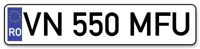 Placuta inmatriculare numar auto  VN-550-MFU, VN 550 MFU, VN550MFU