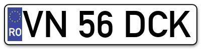Placuta inmatriculare numar auto  VN-56-DCK, VN 56 DCK, VN56DCK
