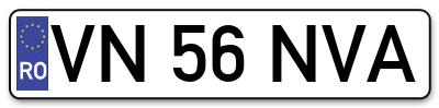 Placuta inmatriculare numar auto  VN-56-NVA, VN 56 NVA, VN56NVA