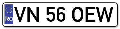 Placuta inmatriculare numar auto  VN-56-OEW, VN 56 OEW, VN56OEW