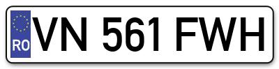 Placuta inmatriculare numar auto  VN-561-FWH, VN 561 FWH, VN561FWH