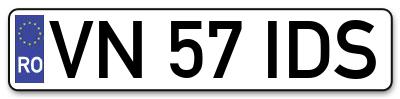 Placuta inmatriculare numar auto  VN-57-IDS, VN 57 IDS, VN57IDS