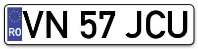 Placuta inmatriculare numar auto  VN-57-JCU, VN 57 JCU, VN57JCU