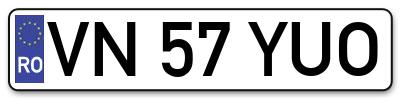 Placuta inmatriculare numar auto  VN-57-YUO, VN 57 YUO, VN57YUO