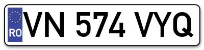 Placuta inmatriculare numar auto  VN-574-VYQ, VN 574 VYQ, VN574VYQ