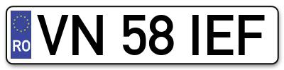 Placuta inmatriculare numar auto  VN-58-IEF, VN 58 IEF, VN58IEF