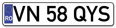Placuta inmatriculare numar auto  VN-58-QYS, VN 58 QYS, VN58QYS