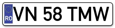 Placuta inmatriculare numar auto  VN-58-TMW, VN 58 TMW, VN58TMW