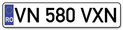 Placuta inmatriculare numar auto  VN-580-VXN, VN 580 VXN, VN580VXN