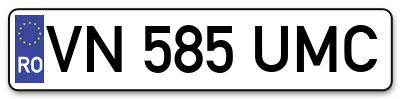 Placuta inmatriculare numar auto  VN-585-UMC, VN 585 UMC, VN585UMC