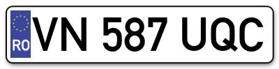 Placuta inmatriculare numar auto  VN-587-UQC, VN 587 UQC, VN587UQC