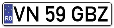 Placuta inmatriculare numar auto  VN-59-GBZ, VN 59 GBZ, VN59GBZ