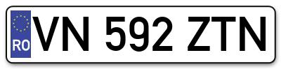 Placuta inmatriculare numar auto  VN-592-ZTN, VN 592 ZTN, VN592ZTN