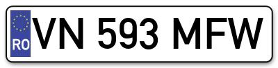 Placuta inmatriculare numar auto  VN-593-MFW, VN 593 MFW, VN593MFW