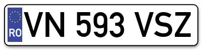 Placuta inmatriculare numar auto  VN-593-VSZ, VN 593 VSZ, VN593VSZ