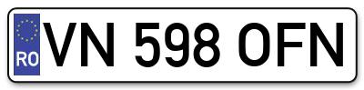 Placuta inmatriculare numar auto  VN-598-OFN, VN 598 OFN, VN598OFN