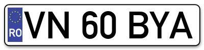 Placuta inmatriculare numar auto  VN-60-BYA, VN 60 BYA, VN60BYA