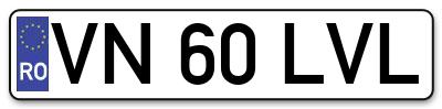 Placuta inmatriculare numar auto  VN-60-LVL, VN 60 LVL, VN60LVL