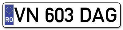 Placuta inmatriculare numar auto  VN-603-DAG, VN 603 DAG, VN603DAG