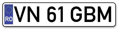 Placuta inmatriculare numar auto  VN-61-GBM, VN 61 GBM, VN61GBM