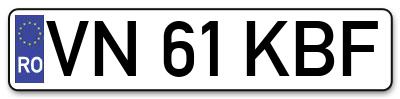 Placuta inmatriculare numar auto  VN-61-KBF, VN 61 KBF, VN61KBF
