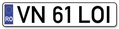 Placuta inmatriculare numar auto  VN-61-LOI, VN 61 LOI, VN61LOI