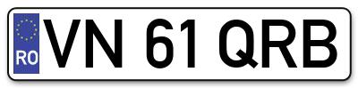 Placuta inmatriculare numar auto  VN-61-QRB, VN 61 QRB, VN61QRB