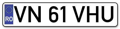 Placuta inmatriculare numar auto  VN-61-VHU, VN 61 VHU, VN61VHU