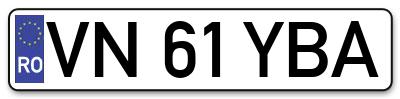 Placuta inmatriculare numar auto  VN-61-YBA, VN 61 YBA, VN61YBA