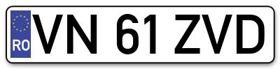 Placuta inmatriculare numar auto  VN-61-ZVD, VN 61 ZVD, VN61ZVD