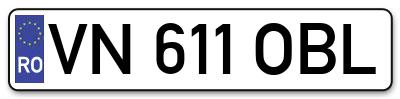 Placuta inmatriculare numar auto  VN-611-OBL, VN 611 OBL, VN611OBL