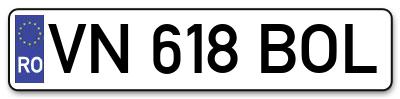 Placuta inmatriculare numar auto  VN-618-BOL, VN 618 BOL, VN618BOL