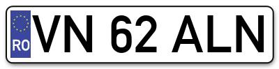 Placuta inmatriculare numar auto  VN-62-ALN, VN 62 ALN, VN62ALN