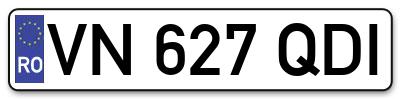 Placuta inmatriculare numar auto  VN-627-QDI, VN 627 QDI, VN627QDI