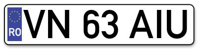 Placuta inmatriculare numar auto  VN-63-AIU, VN 63 AIU, VN63AIU