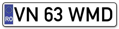 Placuta inmatriculare numar auto  VN-63-WMD, VN 63 WMD, VN63WMD