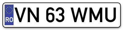 Placuta inmatriculare numar auto  VN-63-WMU, VN 63 WMU, VN63WMU