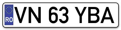 Placuta inmatriculare numar auto  VN-63-YBA, VN 63 YBA, VN63YBA