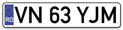 Placuta inmatriculare numar auto  VN-63-YJM, VN 63 YJM, VN63YJM
