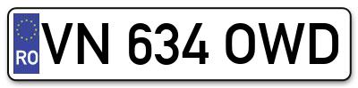 Placuta inmatriculare numar auto  VN-634-OWD, VN 634 OWD, VN634OWD