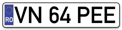 Placuta inmatriculare numar auto  VN-64-PEE, VN 64 PEE, VN64PEE