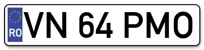 Placuta inmatriculare numar auto  VN-64-PMO, VN 64 PMO, VN64PMO