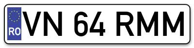Placuta inmatriculare numar auto  VN-64-RMM, VN 64 RMM, VN64RMM