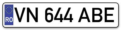 Placuta inmatriculare numar auto  VN-644-ABE, VN 644 ABE, VN644ABE